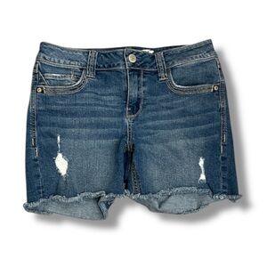 Seven 7 Women's Denim Jean Shorts Size 6 Cut Off Lightly Distressed 4" Inseam